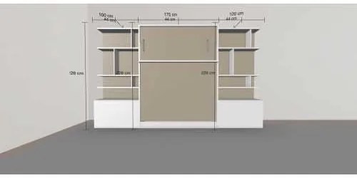 Set pat rabatabil dublu cu somiera inclusa si 2 biblioteci(100 cm) - ROYAL 160 BIG BOOKCASES SET (160X200)