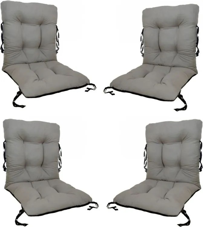 Set 4 Perne sezut/spatar pentru scaun de gradina sau balansoar, 50x50x55 cm, culoare gri