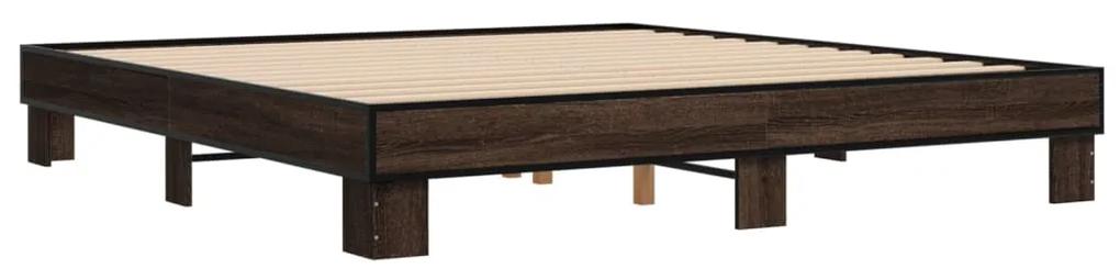 3280226 vidaXL Cadru de pat, stejar maro, 180x200 cm, lemn prelucrat și metal
