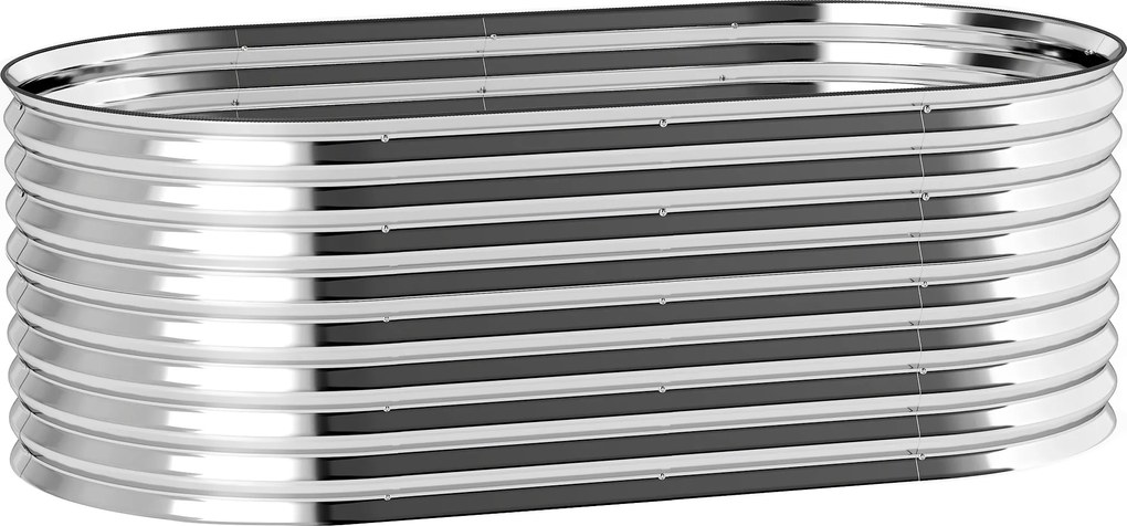 Outsunny Pat de grădină ridicat, rezistent la rugină din oțel galvanizat 160 x 80 x 56 cm argintiu | Aosom Romania