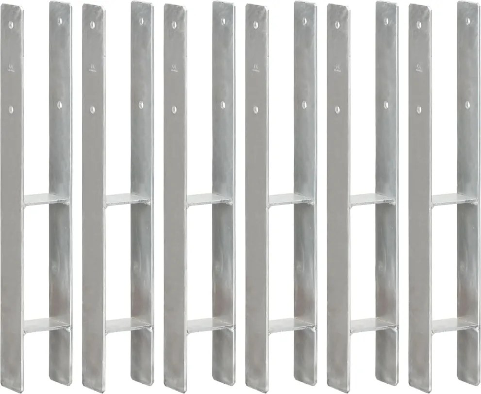vidaXL Ancore de gard, 6 buc., argintiu, 8x6x60 cm, oțel galvanizat