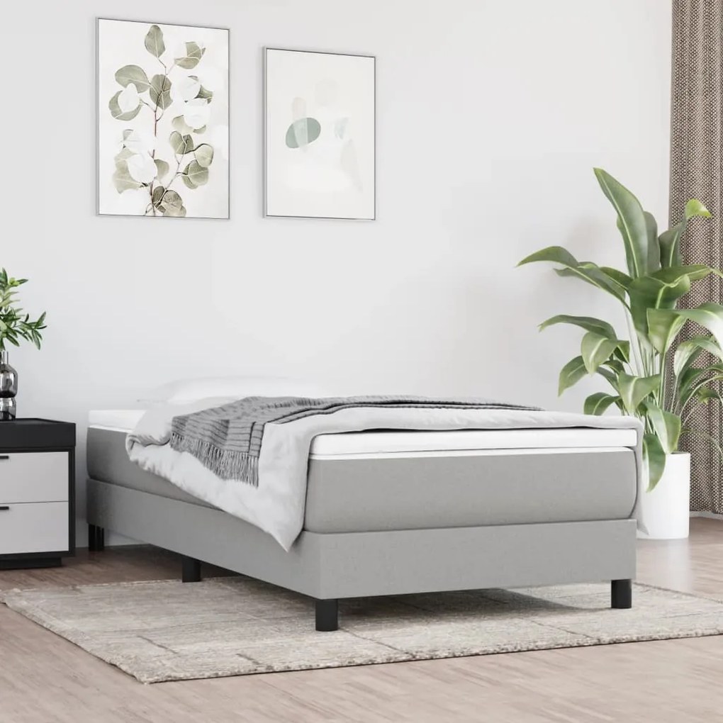 3120484 vidaXL Cadru de pat box spring, gri deschis, 90x200 cm, textil