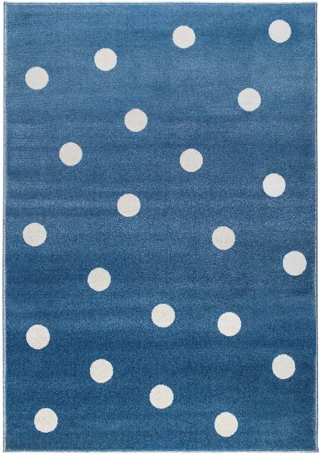 Covor pentru copii KICOTI Peas, 133 x 190 cm, albastru-alb