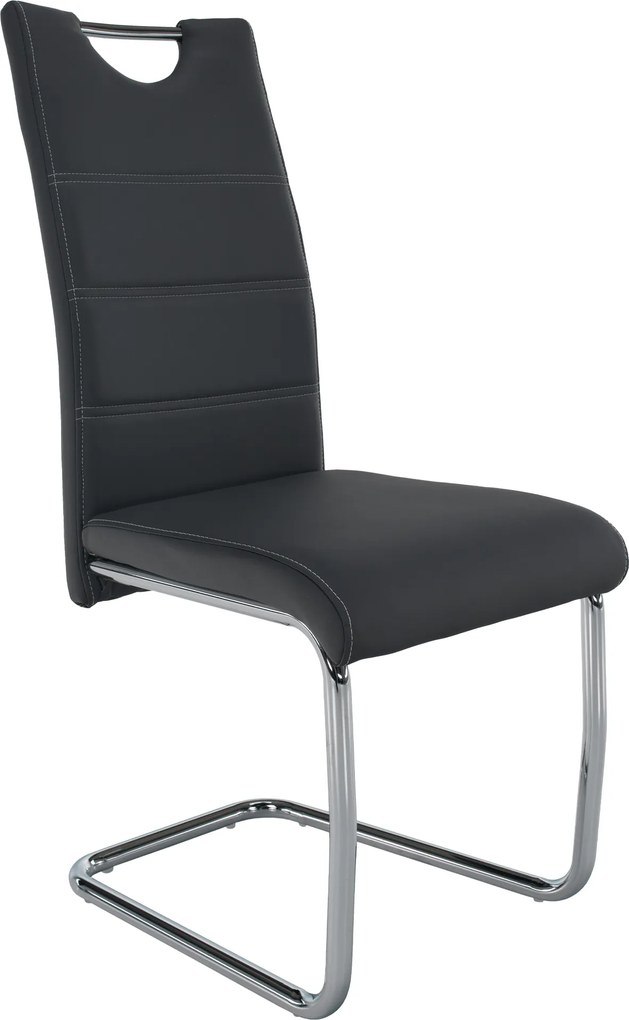 Scaun dining, gri închis / cusătură deschisă, ABIRA NEW