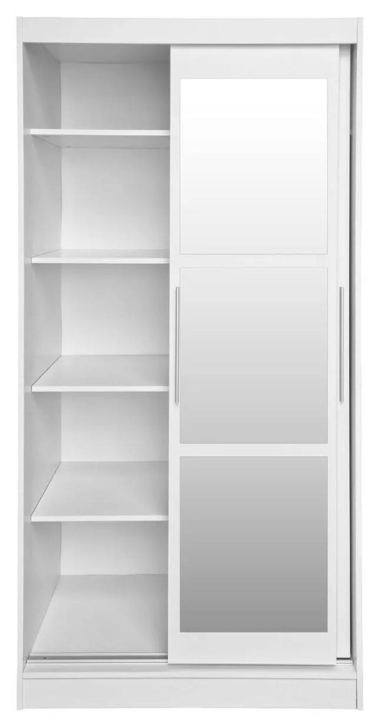 Dulap KOSS 02, cu usi glisante si oglinda, alb, 100x60x200 cm