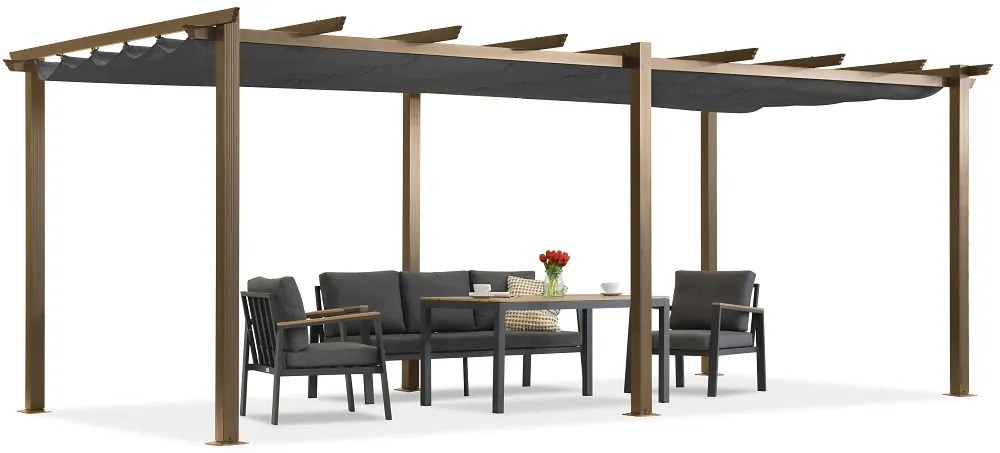 Barbados pergolă terasă 3x6 m Garden Point woodlike-antracite
