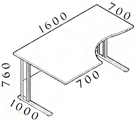 Masa ergonomica Visio 160 x 100 cm, stanga, fag