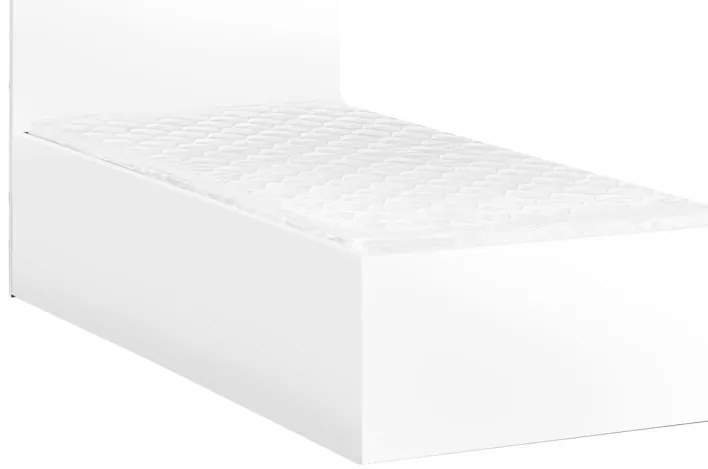 Pat de o persoana alb, SOFIA 90 x 200 cm Saltele: Fara saltea, Somiera pat: Cu lamele drepte