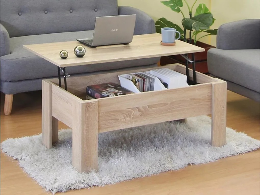 Masuta de cafea RIWA cu blat extensibil 100x50 cm, stejar