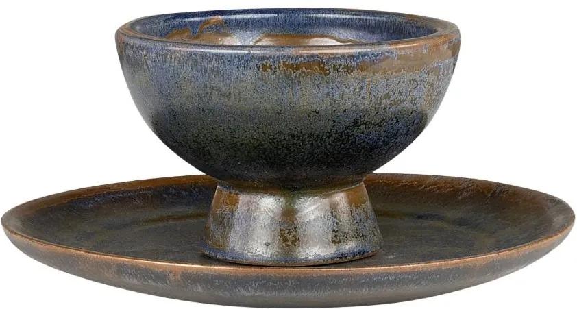 Set bol si platou maro din ceramica Bronze Decorations