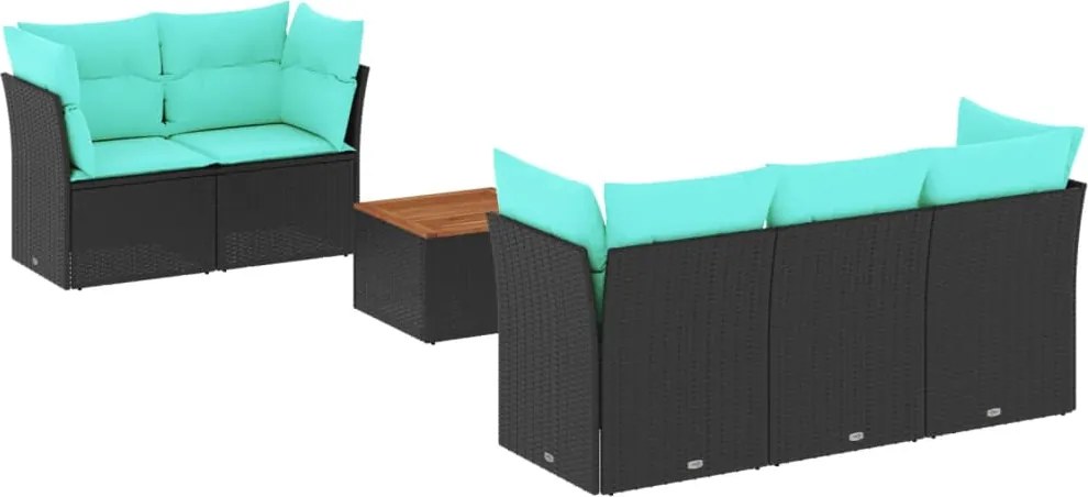 vidaXL Set canapele de grădină cu perne, 6 piese, negru, poliratan