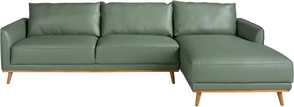 Coltar LUX design italian cu sezlong dreapta Cowhide verde