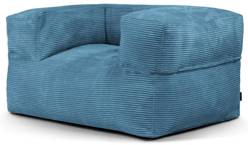 Fotoliu bean bag albastru cu tapițerie din catifea reiată MooG – SLOWDOWN