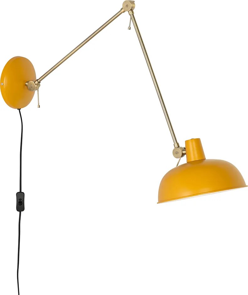 Lampă de perete inteligentă galbenă cu bronz, inclusiv Wifi P45 - Milou