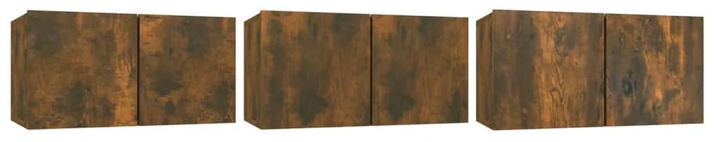 Set dulapuri TV, 5 piese, stejar fumuriu, lemn prelucrat 5, Stejar afumat, 80 x 30 x 30 cm