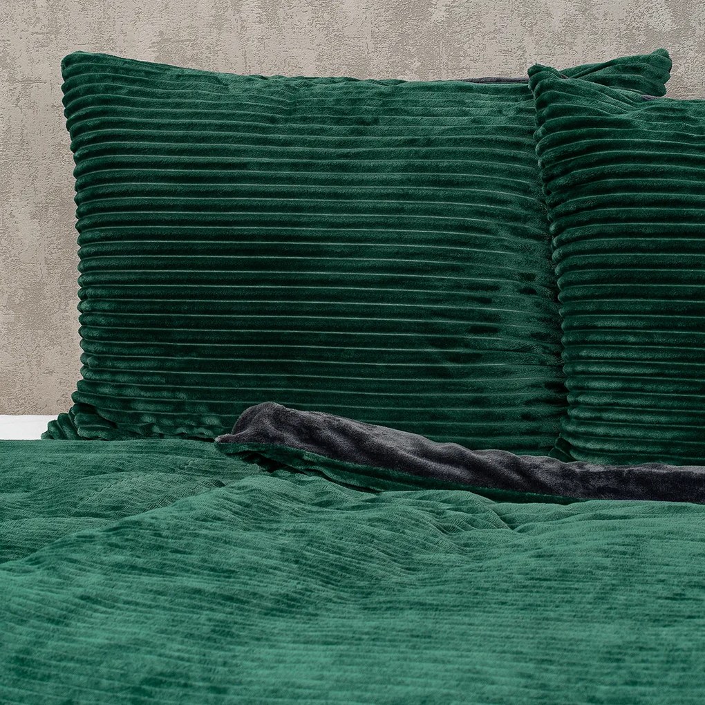 Lenjerie de pat din microflanel 4Home Stripe verde, 140 x 200 cm, 70 x 90 cm, verde