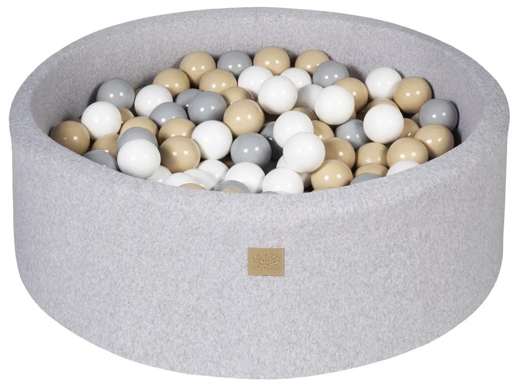 Piscina uscata cu 250 de bile (Alb, Gri, Bej) MeowBaby  , Safari, 90x30 cm, Gri deschis