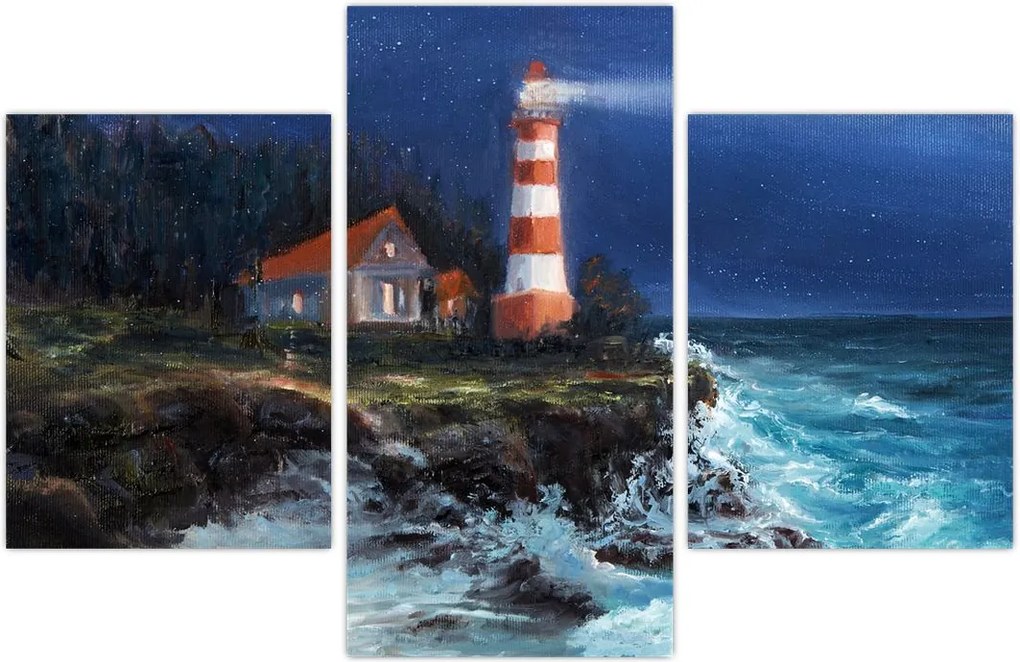 Tablou - Far pe malul oceanului, aquarelă (90x60 cm)