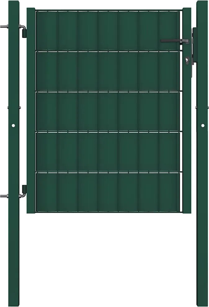 vidaXL Poartă de gard din PVC și oțel, verde, 100x81 cm