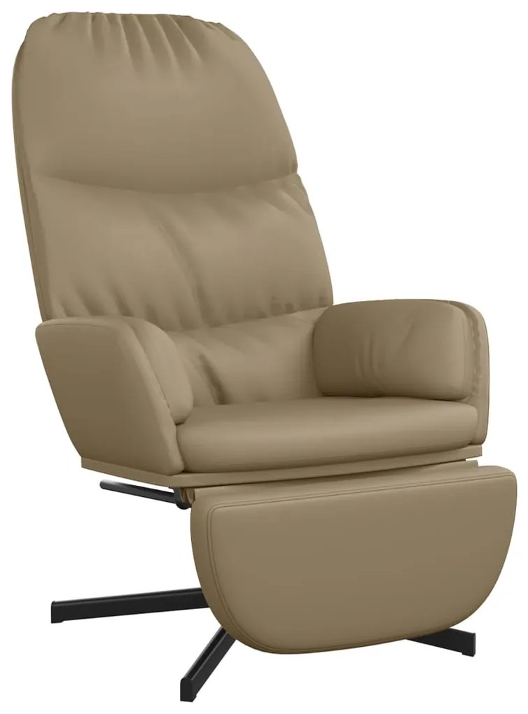 3097421 vidaXL Scaun de relaxare cu taburet, cappuccino, piele ecologică