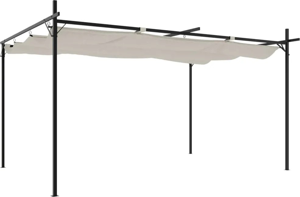 vidaXL Pergola cu acoperiș retractabil, crem, 395x292x230 cm