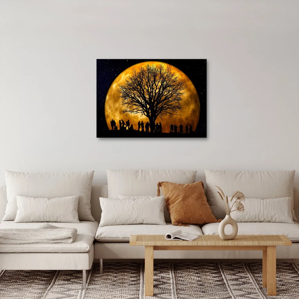 Tablou cu luna și siluete (70x50 cm)