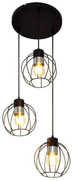 Lustră pe cablu STARLIGHT 3xE27/15W/230V neagră/argintie