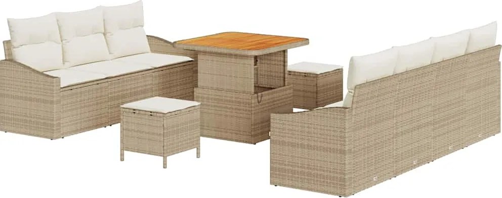 vidaXL Set de canapele pentru grădină cu pernă 10 pcs Bej și crem