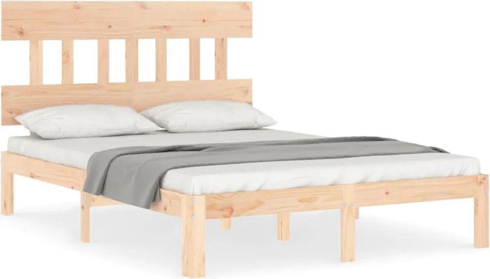 vidaXL Cadru de pat fără saltea, 140x190 cm, lemn masiv de pin