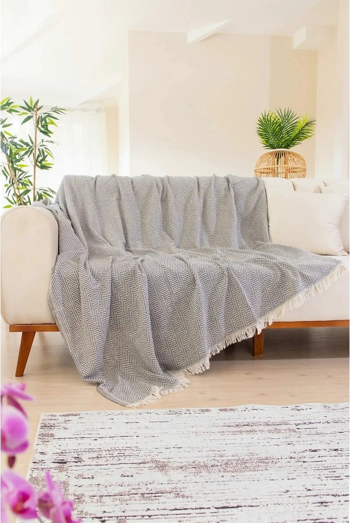 Patura 670TBH1705, gri inchis, bumbac/poliester, 170x200 cm