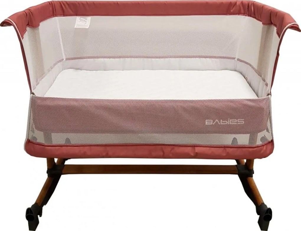 Patut copii transformabil in balansoar bebe Baby Care™ Babies , design modern, Co-Sleeper , dimensiuni 84X78X50 cm, 7 trepte de inaltime, saltea