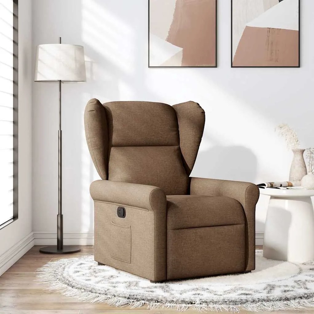 vidaXL Fotoliu rabatabil, maro, material textil