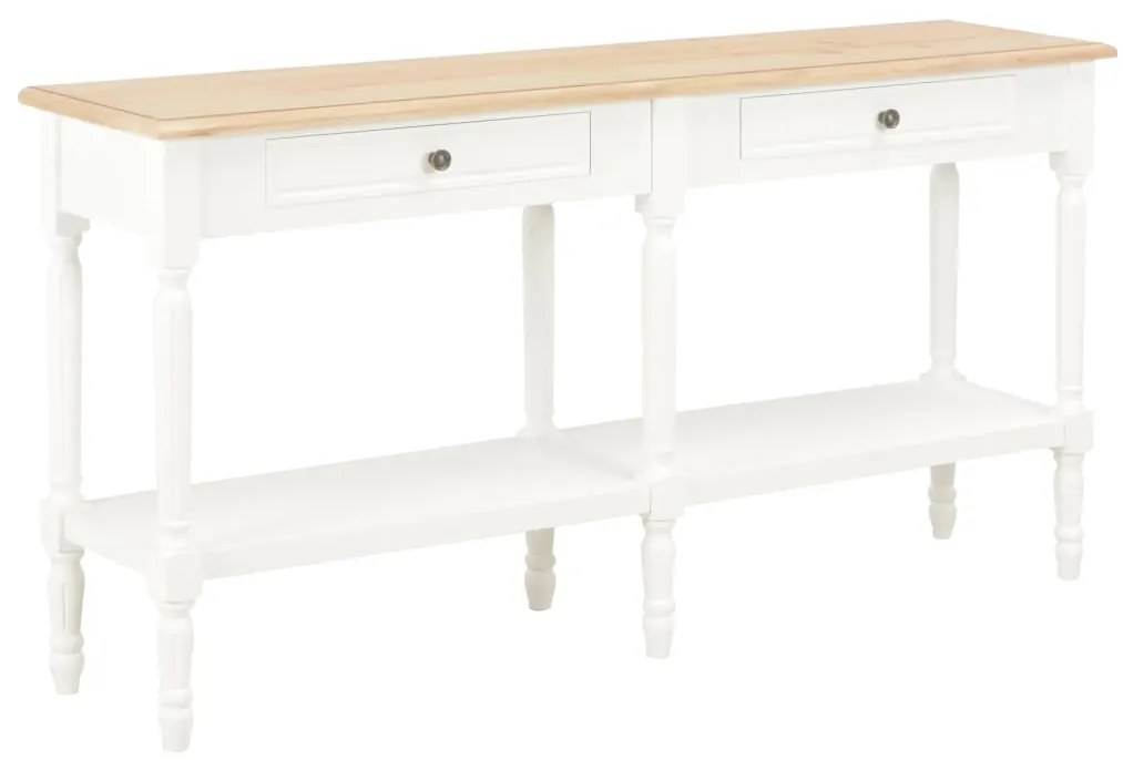 249826 vidaXL Servantă, alb și maro, 150 x 35 x 77 cm, lemn masiv