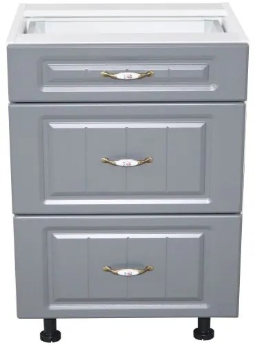 Corp inferior 60 cu 3 sertare metalice pentru greutate Zebra MDF gri dungi