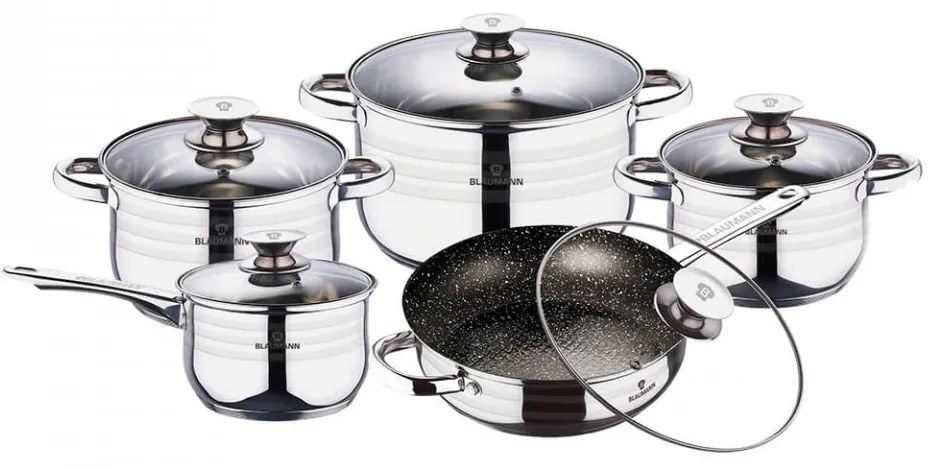 Set oale si tigai otel inoxidabil (10 piese) Gourmet Line Blaumann BL 3164