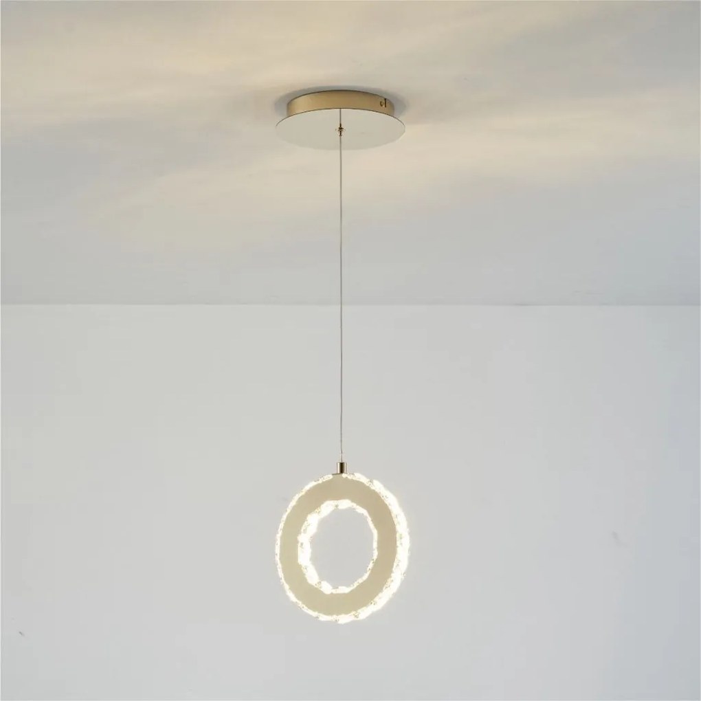 Lustra LED suspendata design modern Girona auriu
