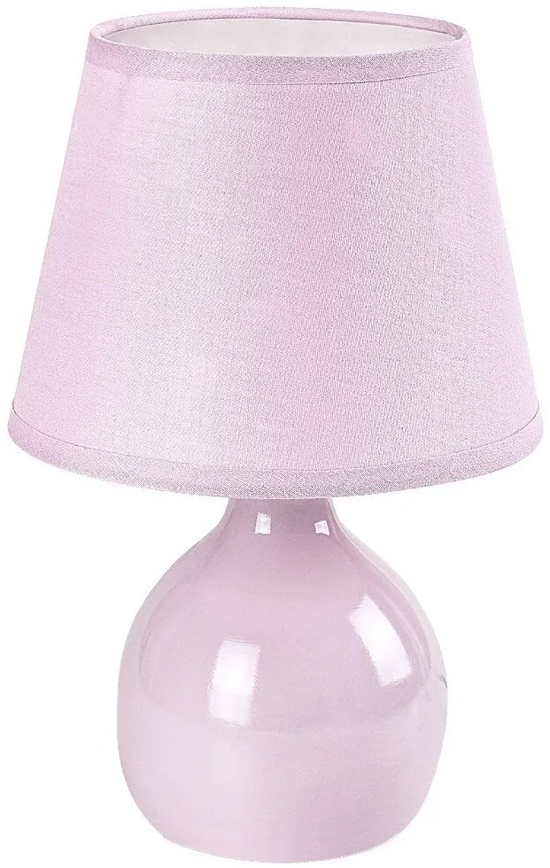 Lampa de masa ceramica si abajur roz Ingrid