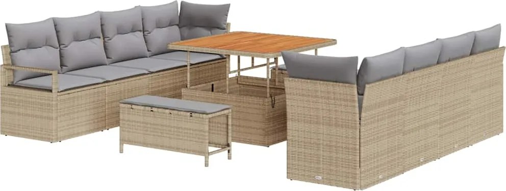 vidaXL Set de canapele pentru grădină cu pernă Beige și gri deschis