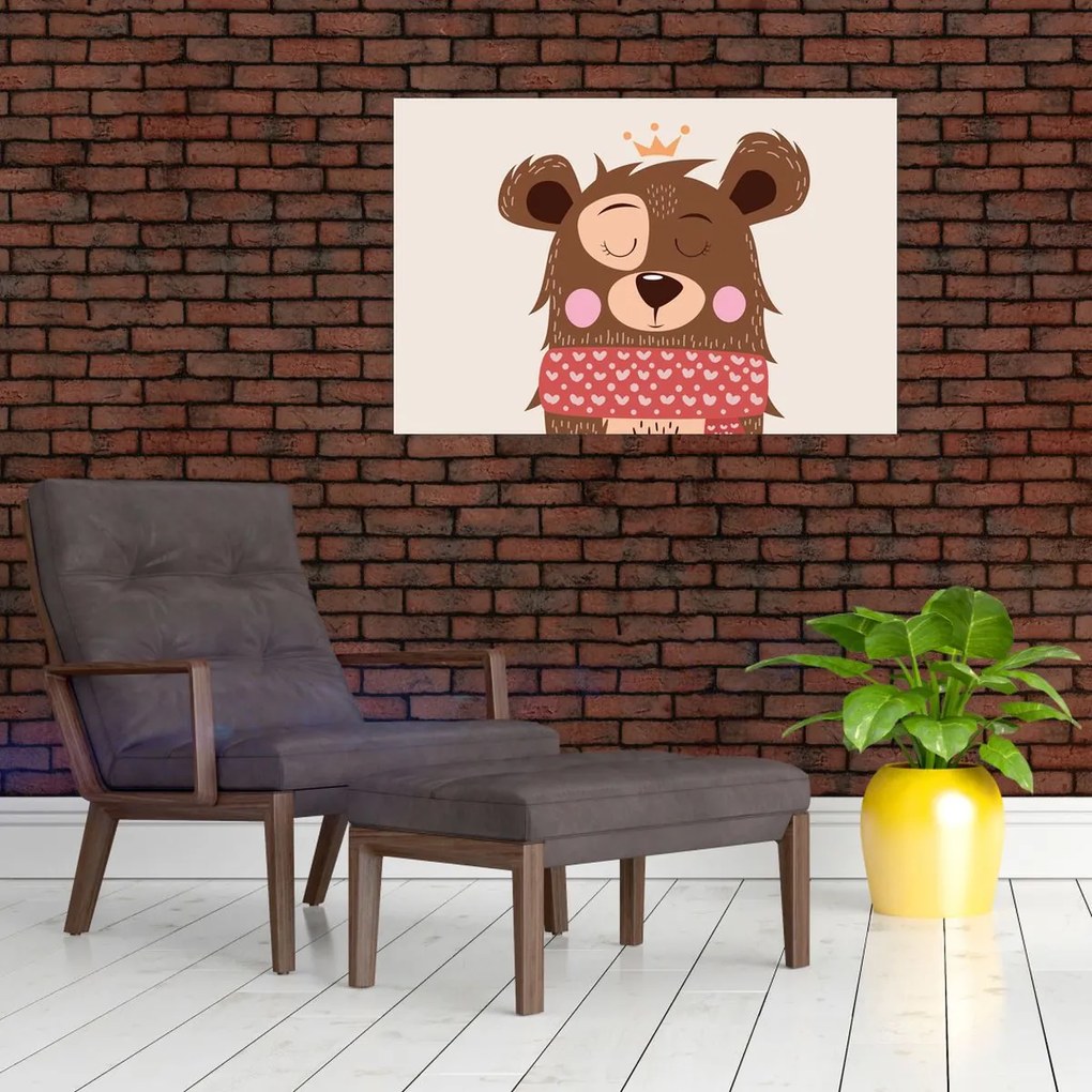 Tablou - Teddy ursuleț cu eșarfă roșie (90x60 cm)