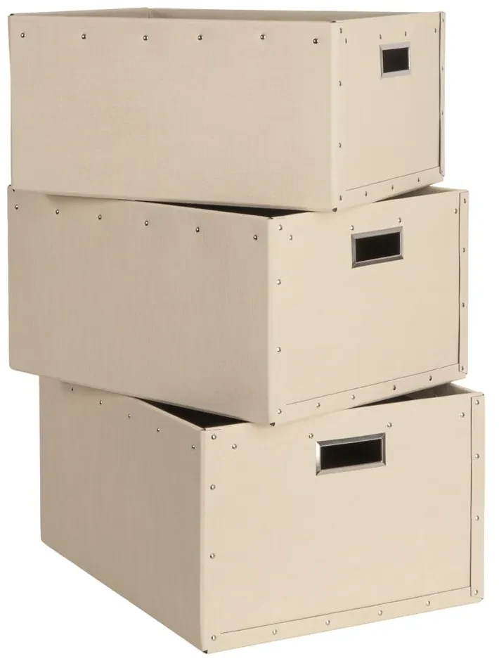 Cutii de depozitare bej 3 buc. din carton Ture – Bigso Box of Sweden