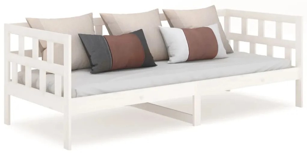 832679 vidaXL Pat de zi, alb, 80x200 cm, lemn masiv de pin