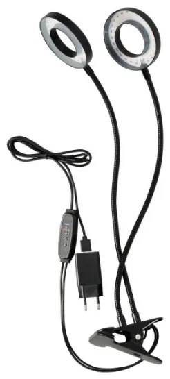 Lampă LED flexibilă dimabilă de masă cu clemă pentru creșterea plantelor VITARO 2xLED/4W/230V negru
