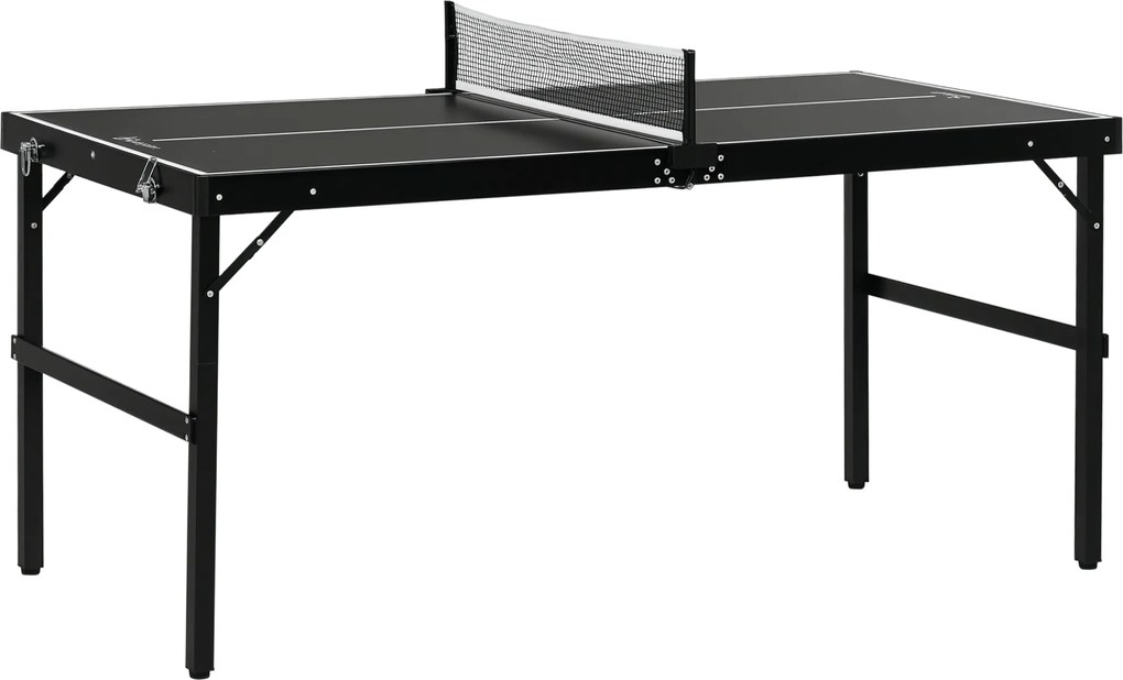 SPORTNOW Set de tenis de masă, pliabil, încuietoare și mâner, cadru din aluminiu, 152x76x72 cm, Negru | Aosom Romania