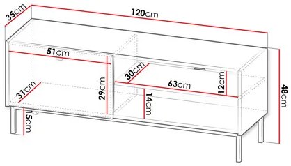 Dulap TV Probazzo 1KW (Alb + auriu) . 1106252