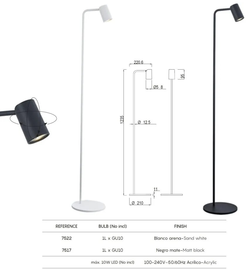 Lampadar/Lampa de podea minimalista SAL neagra