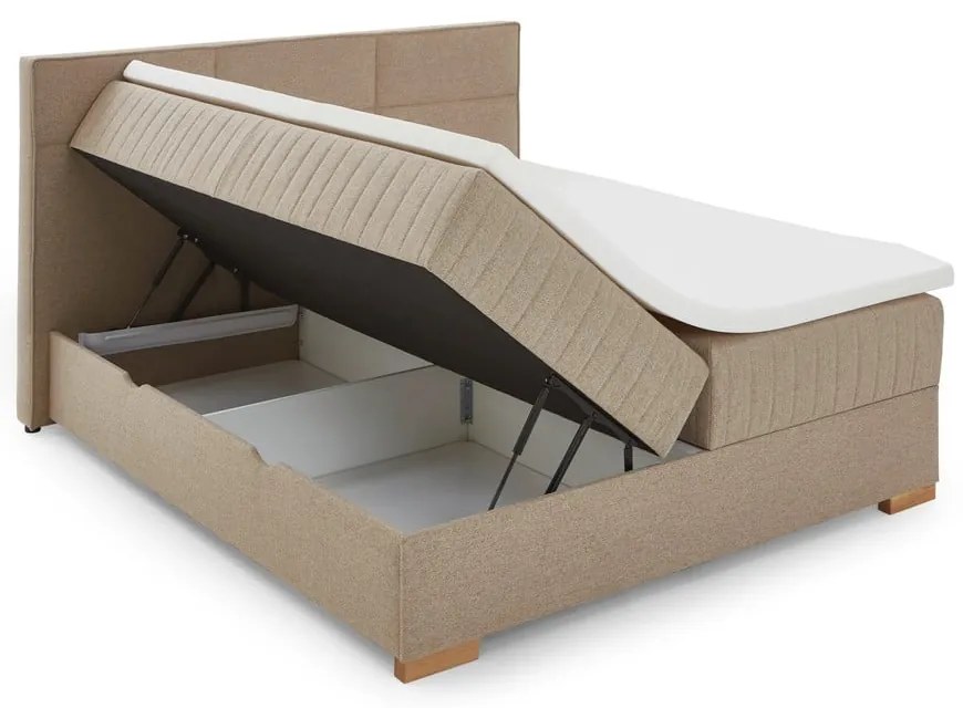 Pat boxspring bej cu spațiu de depozitare 180x200 cm Tambo – Meise Möbel