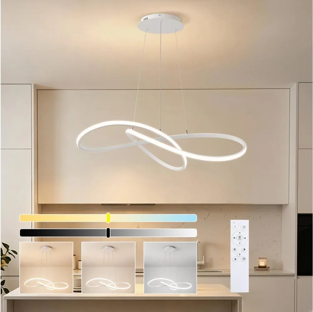 Brilagi - LED dimabil lustră pe cablu INFINITY LED/80W/230V 80x80 cm albă + telecomandă