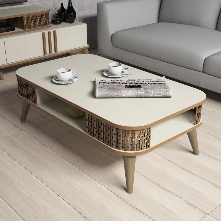 Set Comoda TV si Masuta de Cafea Living Eylül Cream