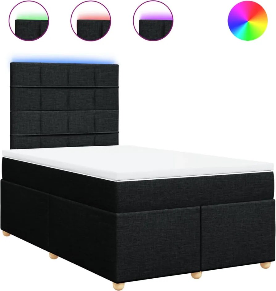 vidaXL Pat box spring cu saltea, negru, 120x190 cm, catifea