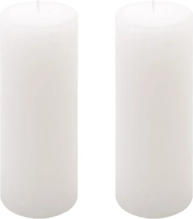 Set de lumânări rustice, 20 cm, Ø 7,5 cm, alb, 2 buc